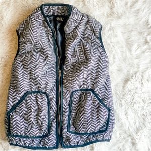 S - Cropped Herringbone Puffer Vest
